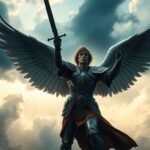 Realistisches Bild des Erzengels Michael im Himmel