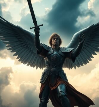 Realistisches Bild des Erzengels Michael im Himmel